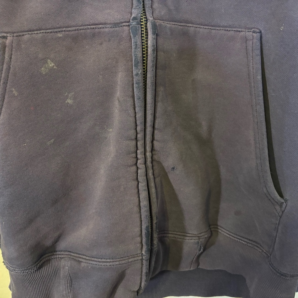 Carhartt Blue Zip-Up Hoodie; heavy-duty, worked in classic - Picture 3 of 7